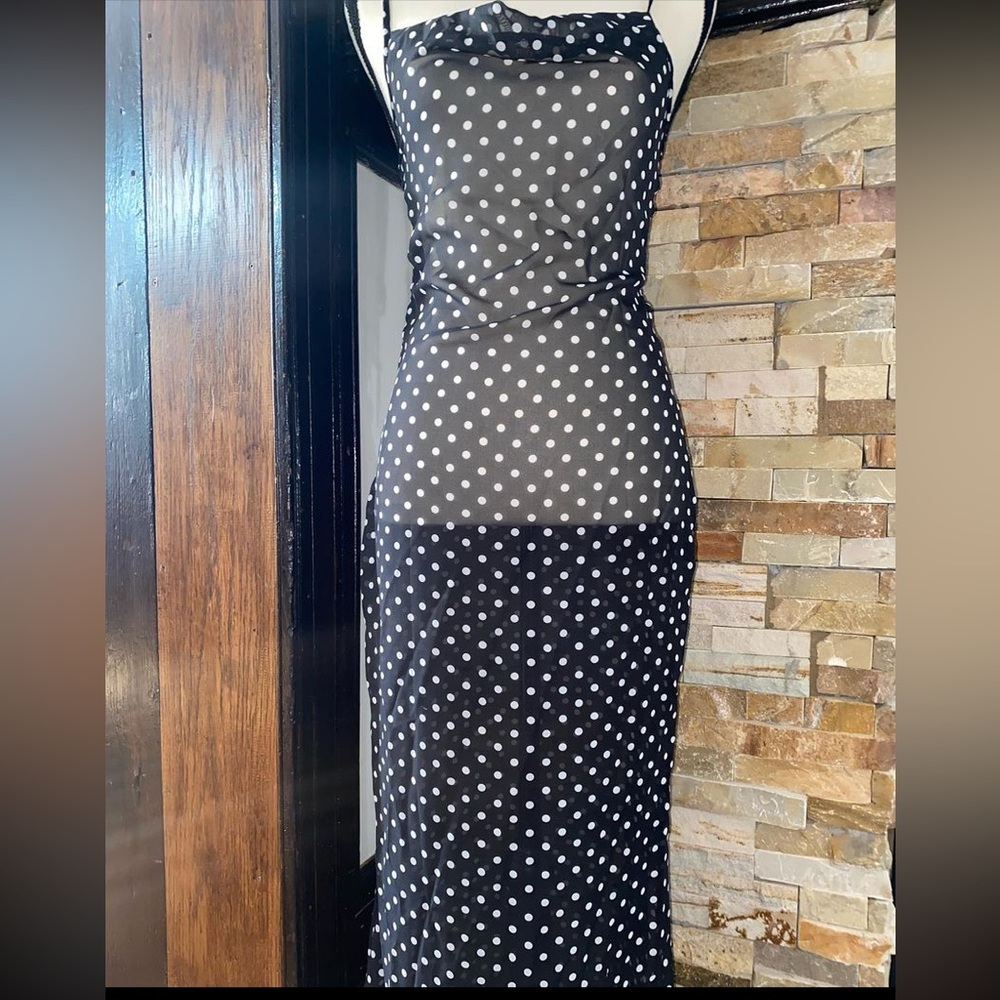 Black and white maxi sheer dress